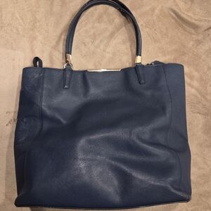 Coach Madison Saffiano East West Dark Blue Leather Tote